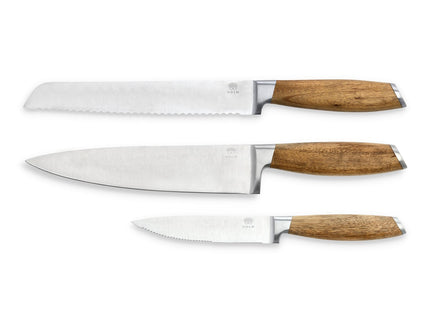 Knivsæt 3 dele Rustfrit stål/Akacie - 6 stk