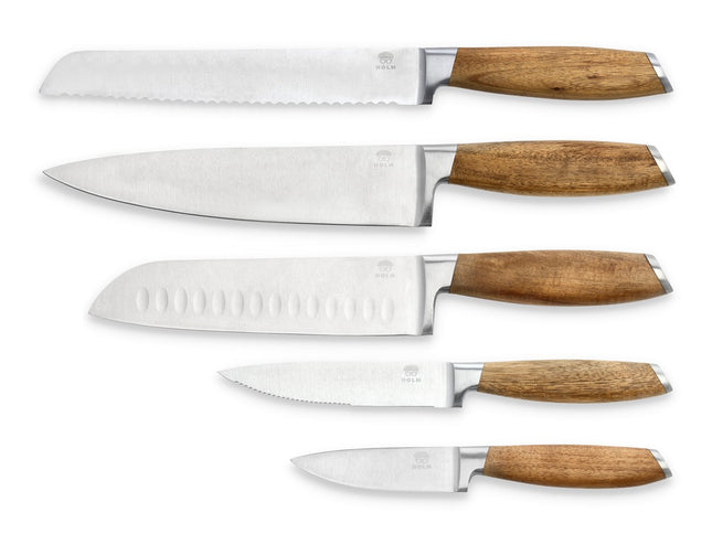 Knivsæt 5 dele Rustfrit stål/Akacie - 6 stk