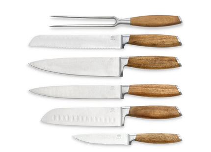 Knivsæt 6 dele Rustfrit stål/Akacie - 6 stk