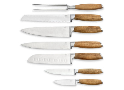 Knivsæt 7 dele Rustfrit stål/Akacie - 6 stk