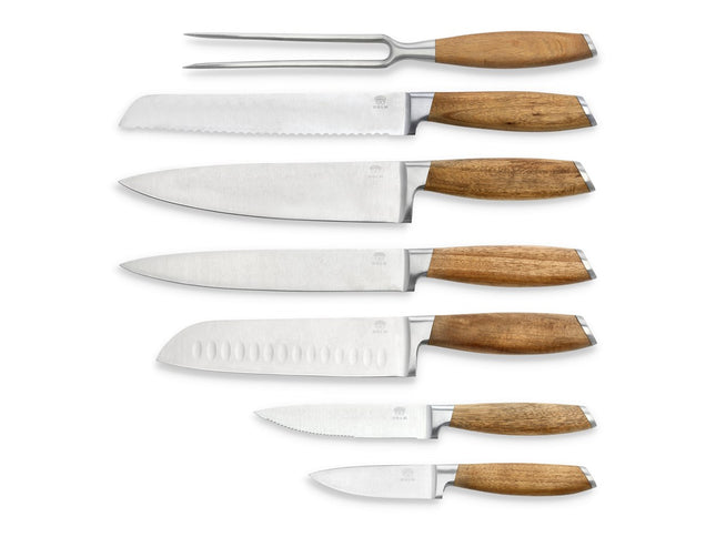 Knivsæt 7 dele Rustfrit stål/Akacie - 6 stk