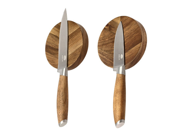 Knivmagnet 9 x 2 cm 2 stk Akacietræ - 8 stk