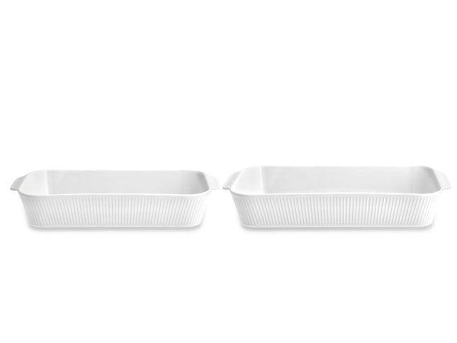 Fadsæt dybt Plissé 35 x 19 cm + 38 x 21 cm 2 stk. Hvid