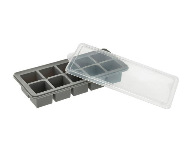 Isterningbakke m/låg 21,9 x 9,9 x 4,3 cm Grå PP/Silikone - 6 stk