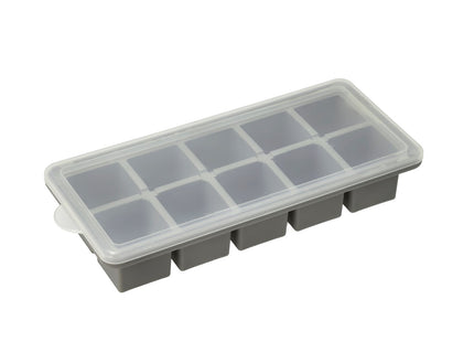 Isterningbakke m/låg 21,9 x 9,9 x 4,3 cm Grå PP/Silikone - 6 stk