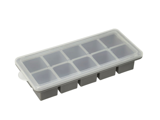 Isterningbakke m/låg 21,9 x 9,9 x 4,3 cm Grå PP/Silikone - 6 stk