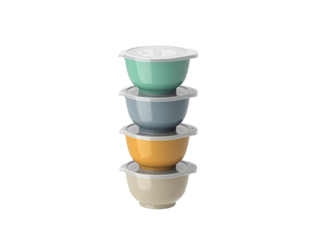 Røreskålesæt med låg Margrethe 0,5 liter Humus/Curry/Dus - 4 sæt