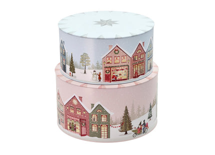 Kagedåsesæt Vinter 22x12/20x10 cm Crystal Rose/Ice Blue - 4 stk
