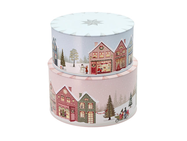 Kagedåsesæt Vinter 22x12/20x10 cm Crystal Rose/Ice Blue - 4 stk