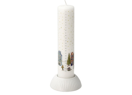 Kalenderstage Vinter 10 x 3,5 cm Hvid Porcelæn - 12 stk
