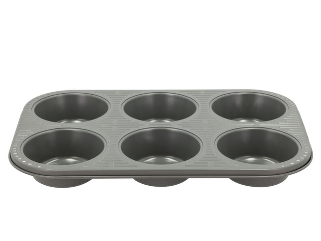 Muffinform til 6 stk. Line Grå Carbon steel - 12 stk