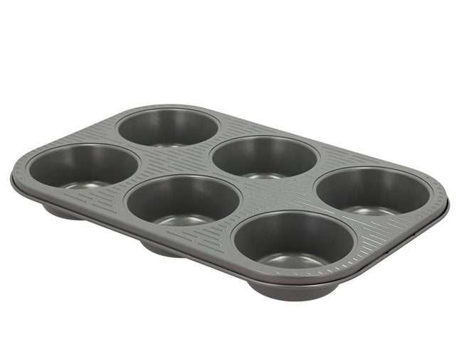 Muffinform til 6 stk. Line Grå Carbon steel - 12 stk