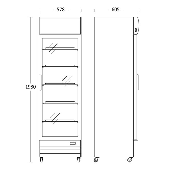 Displaykøleskab - 1 låge - 317 liter - sort - SD 417 BE