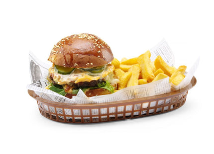 Serveringskurve i fastfood-stil, HENDI, Brun, 6 stk., 275x175x(H)38mm