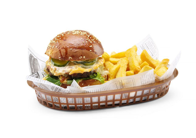 Serveringskurve i fastfood-stil, HENDI, Brun, 6 stk., 275x175x(H)38mm