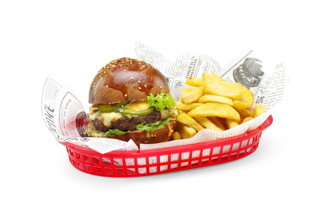 Serveringskurve i fastfood-stil, HENDI, Rød, 6 stk., 272x175x(H)38mm
