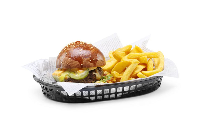 Serveringskurve i fastfood-stil, HENDI, Sort, 6 stk., 272x175x(H)38mm