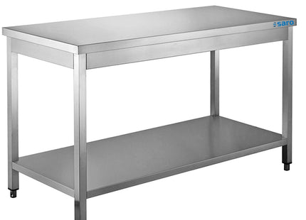 Rustfrit stål bord, med underhylde - 600 mm dybde, 1800 mm