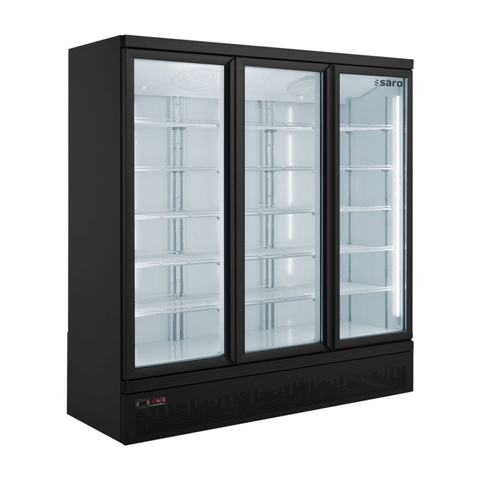 SARO Køleskab med 3 glaslåger - sort/hvid, model