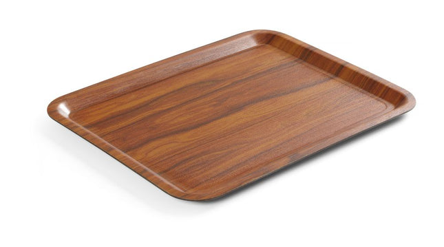 Serveringsbakke, rektangulær, skridsikker, lamineret, AmerBox, Mahogany, 460x360mm