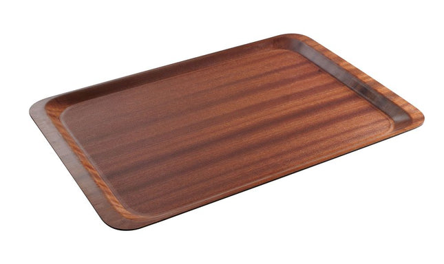 Serveringsbakke, rektangulær, skridsikker, lamineret, AmerBox, Euronorm, Mahogany, 370x530mm