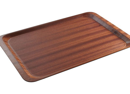 Serveringsbakke, rektangulær, skridsikker, lamineret, AmerBox, Mahogany, 330x430mm