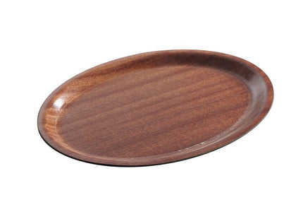 Serveringsbakke, oval, skridsikker, lamineret, AmerBox, Mahogany, 200x265mm