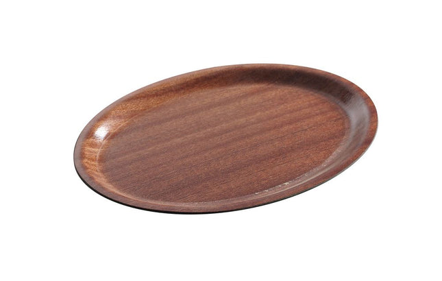 Serveringsbakke, oval, skridsikker, lamineret, AmerBox, Mahogany, 200x265mm