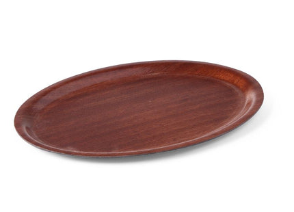 Serveringsbakke, oval, skridsikker, lamineret, AmerBox, Mahogany, 230x160mm