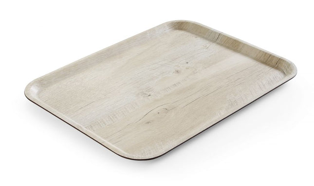 Serveringsbakke med melaminlaminat, skridsikker, med trædesign, AmerBox, Wood light, 330x430mm