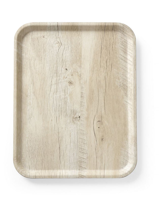 Serveringsbakke med melaminlaminat, skridsikker, med trædesign, AmerBox, Wood light, 330x430mm