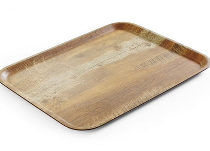 Serveringsbakke med melaminlaminat, skridsikker, med trædesign, AmerBox, Wood, 330x430mm