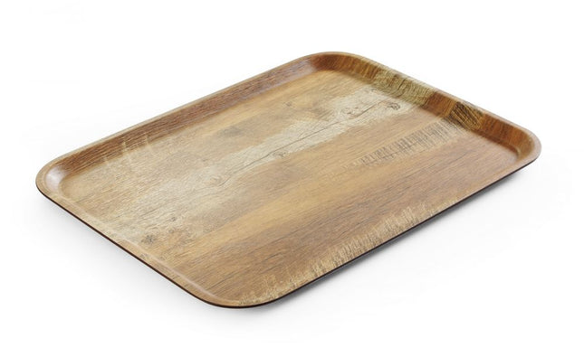 Serveringsbakke med melaminlaminat, skridsikker, med trædesign, AmerBox, Wood, 330x430mm