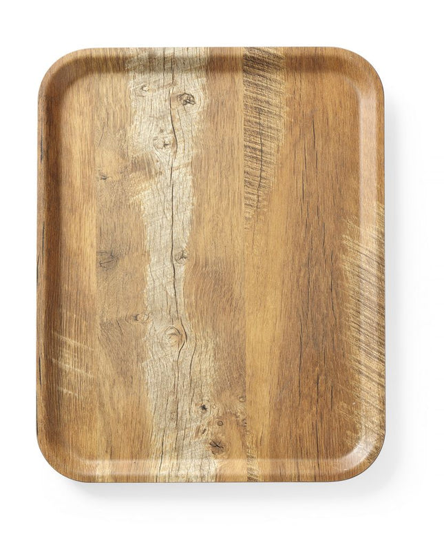 Serveringsbakke med melaminlaminat, skridsikker, med trædesign, AmerBox, Wood, 330x430mm