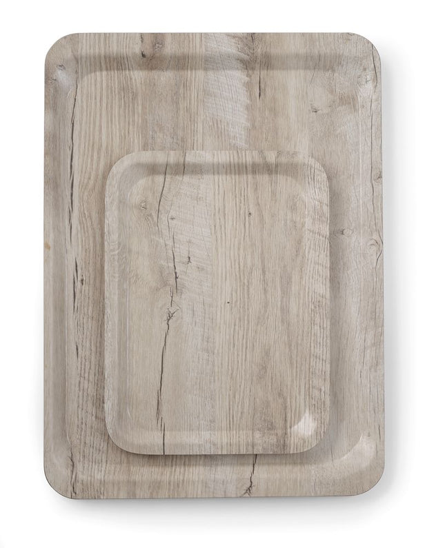 Serveringsbakke med melaminlaminat, skridsikker, med trædesign, AmerBox, Wood light, 240x340mm