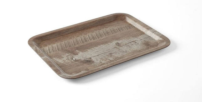 Serveringsbakke med melaminlaminat, skridsikker, med trædesign, AmerBox, Wood dark, 240x340mm