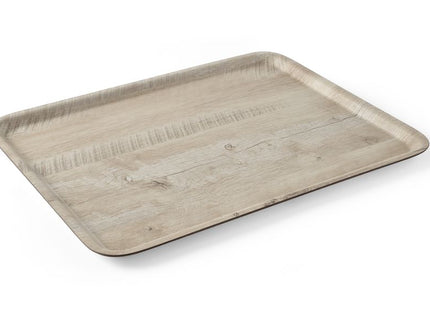 Serveringsbakke med melaminlaminat, skridsikker, med trædesign, AmerBox, Wood light, 370x530mm