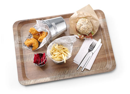 Serveringsbakke med melaminlaminat, skridsikker, med trædesign, AmerBox, Wood, 370x530mm