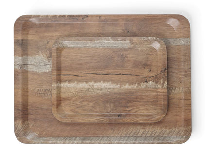 Serveringsbakke med melaminlaminat, skridsikker, med trædesign, AmerBox, Wood dark, 370x530mm