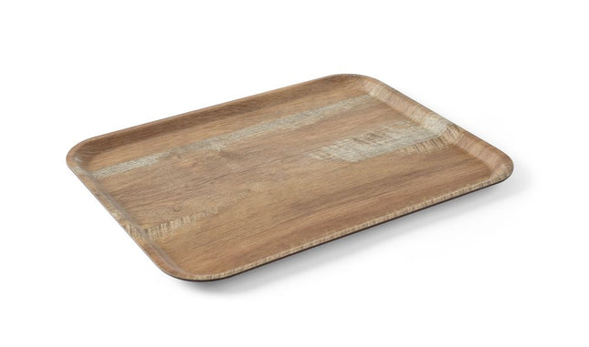 Serveringsbakke med melaminlaminat, skridsikker, med trædesign, AmerBox, Wood, 370x530mm