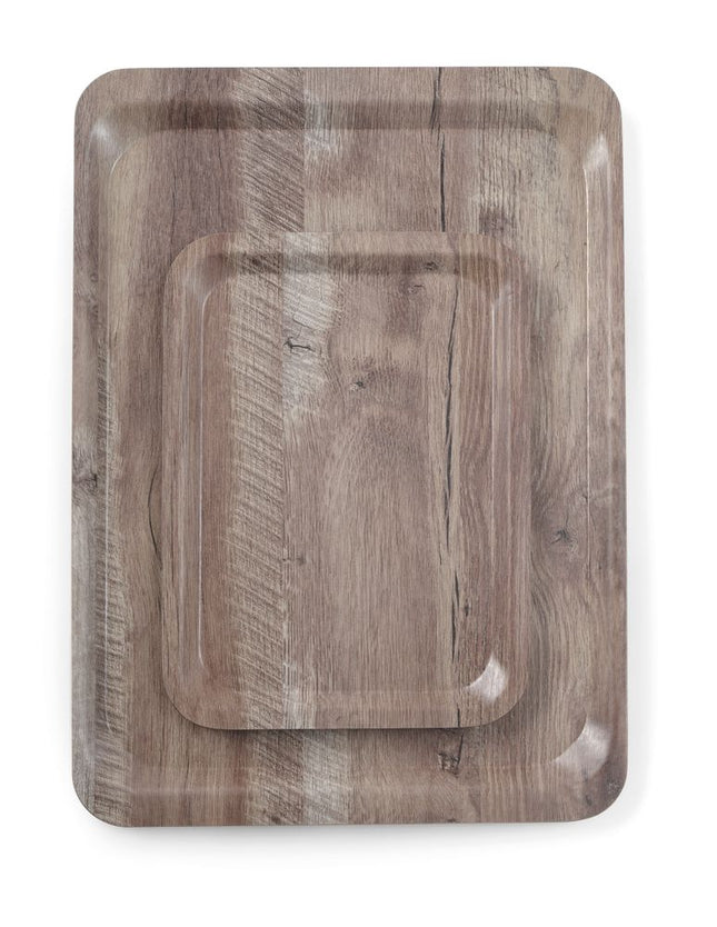 Serveringsbakke med melaminlaminat, skridsikker, med trædesign, AmerBox, Wood, 240x340mm