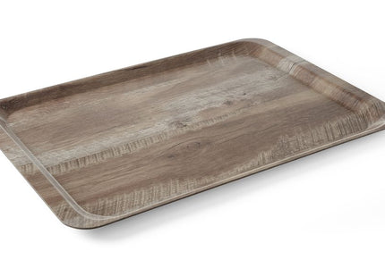Serveringsbakke med melaminlaminat, skridsikker, med trædesign, AmerBox, Wood dark, 240x340mm