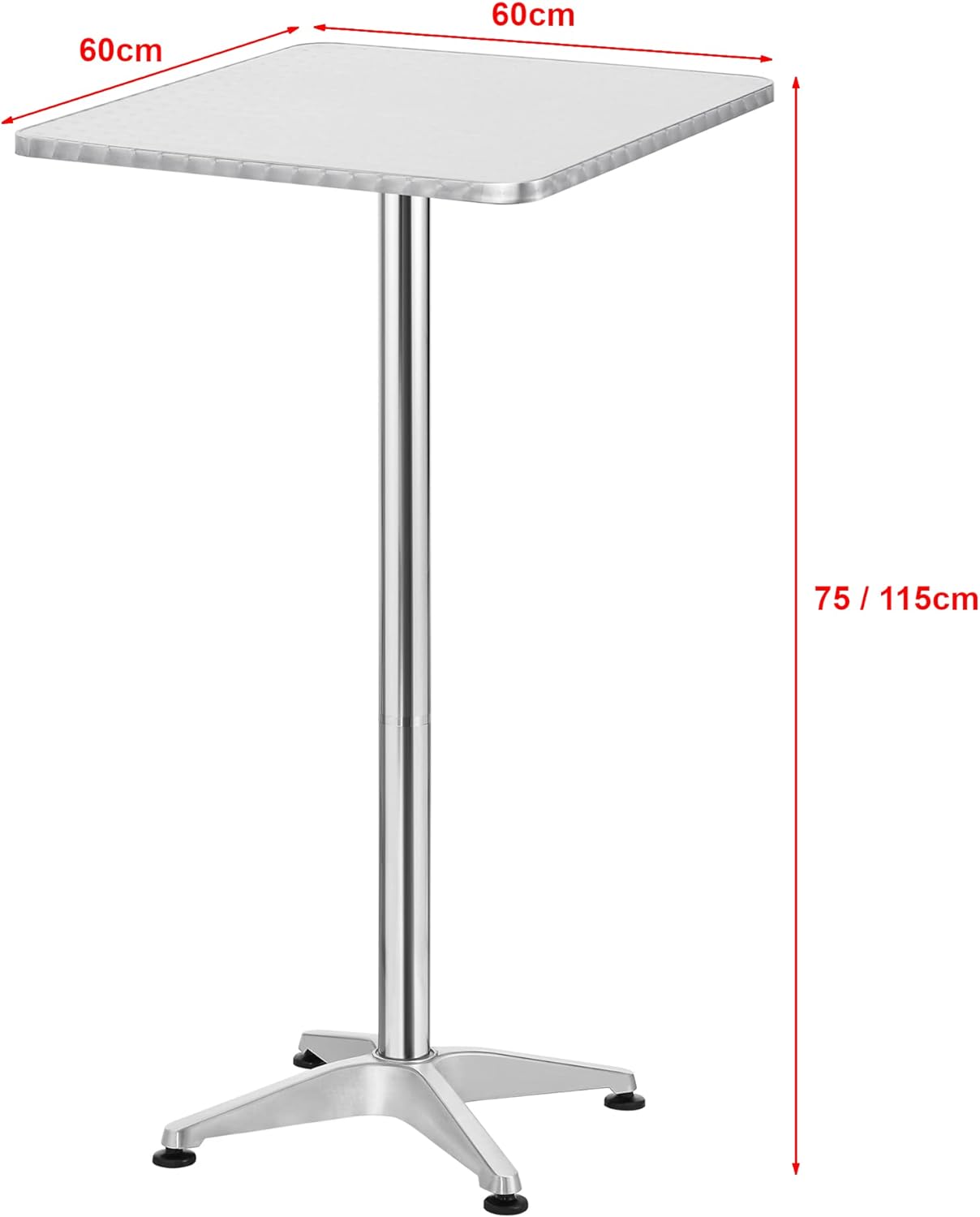 Cafébord - 60x60 cm - stål - sammenklappeligt - 2 stk.