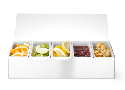 Condiment holder, BarUp, 5 beholdere, 375x140x(H)90mm