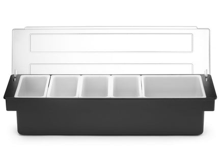 Condiment holder - 5 beholdere, BarUp, Sort, 480x150x(H)100mm