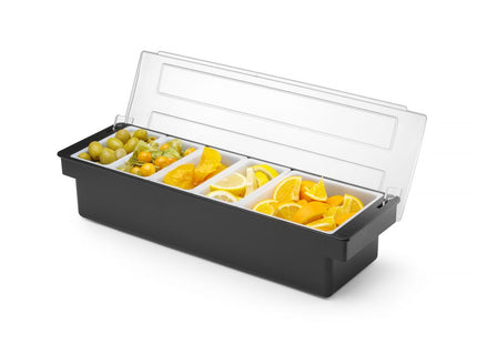 Condiment holder - 5 beholdere, BarUp, Sort, 480x150x(H)100mm