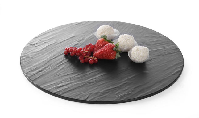 Plateau, rundt – skiferdesign, HENDI, ⌀430x(H)7mm