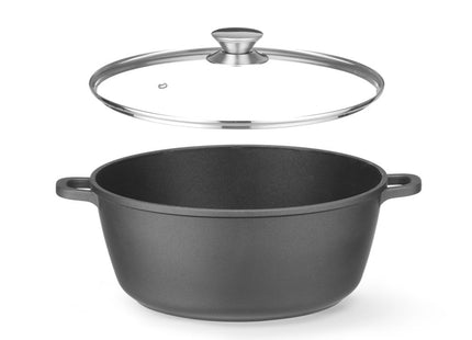 Kasserolle med non-stick belægning, HENDI, 7,5L, sort, 387x310x(H)130mm, Round