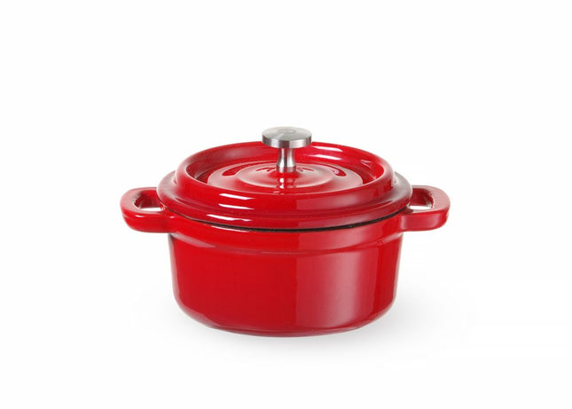 Støbejernsgryde, emaljeret, HENDI, 0,27L, rød, 130x100x(H)48mm, Round