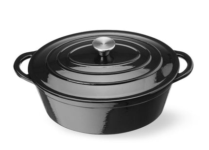 Støbejernsgryde, emaljeret, HENDI, 6,88L, sort, 405x255x(H)134mm, Oval